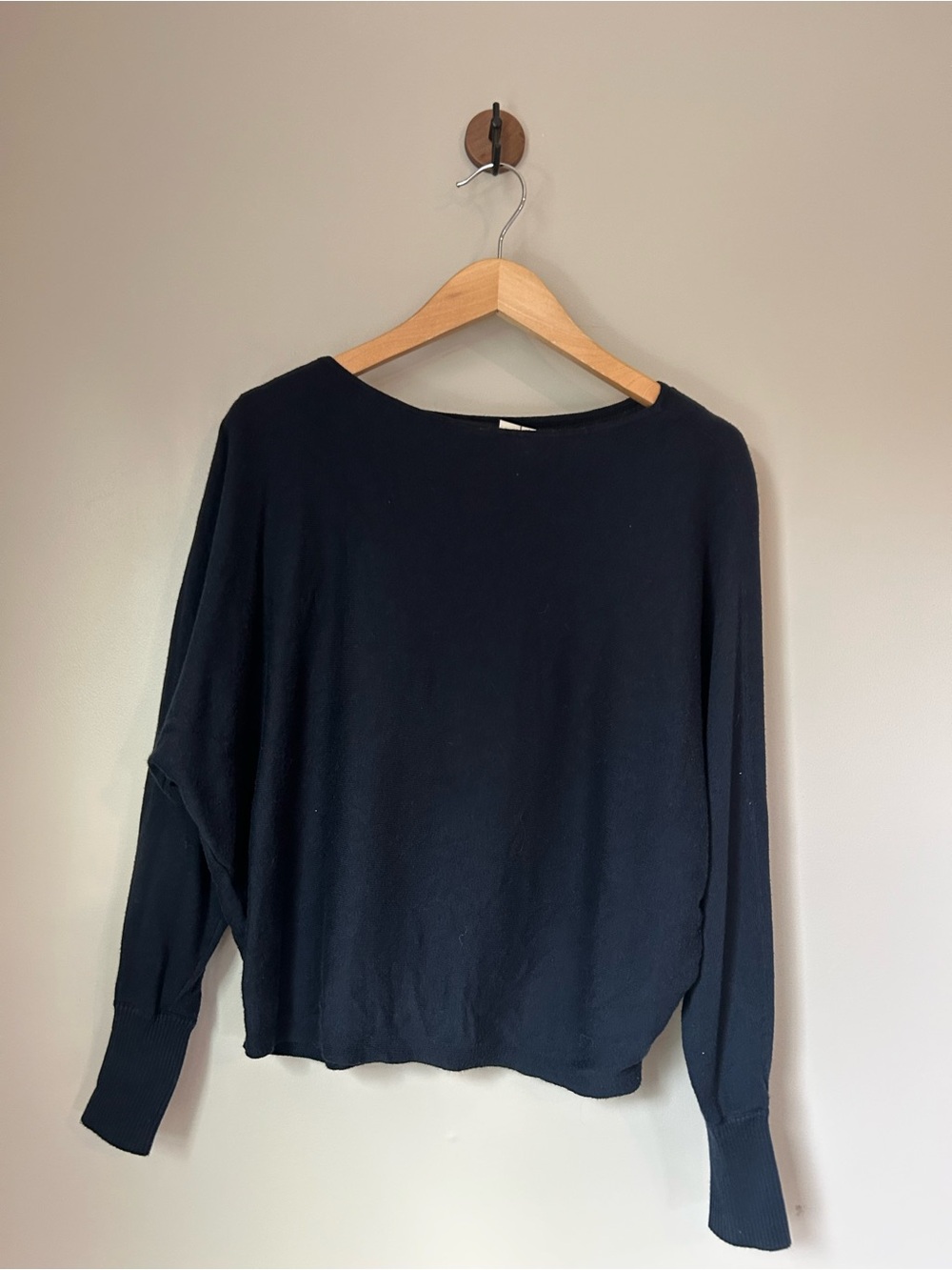 Lauren Ralph Lauren Navy Dolman Sweater S Gold Crest Button Cuffs